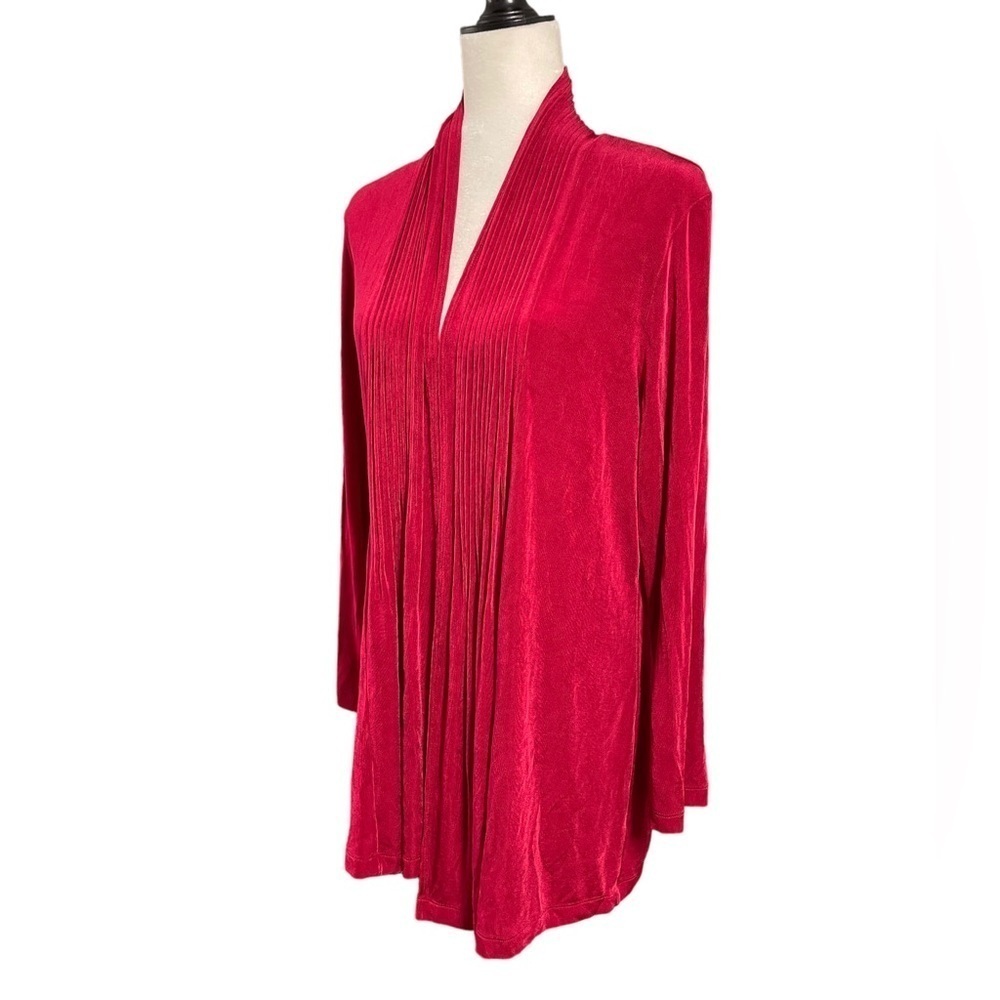 Chicos Travelers Open Front Cardigan Red Size 2 = Large
